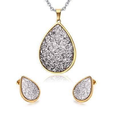 Water Drop Jewelry Set Wedding Necklace Stud Earring for Gift