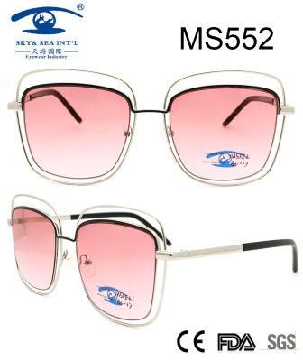 New Square Shape Double Ring Women Metal Sunglasses (MS552)