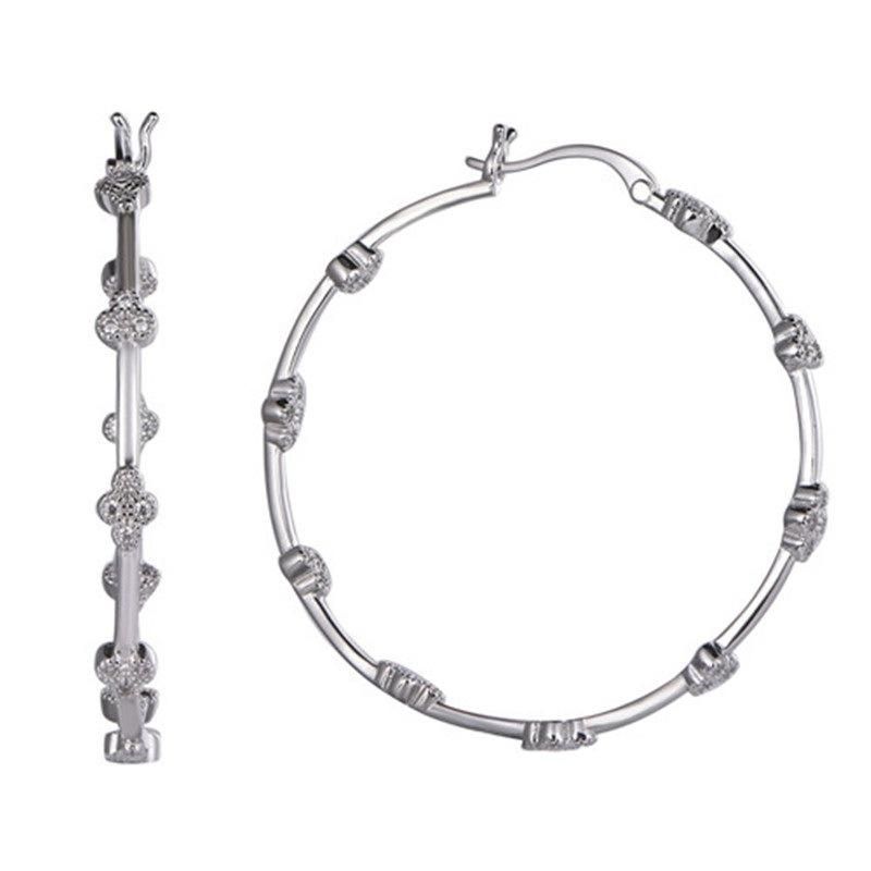 925 Silver Blue and White Stone Fashion Hoop Earring for Women