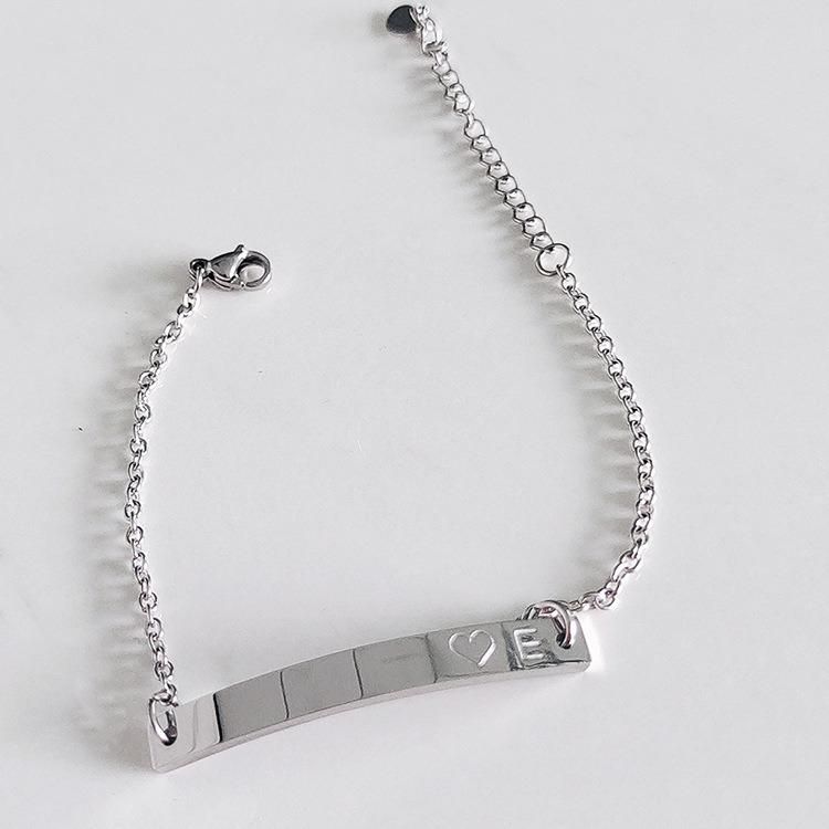 Stainless Steel Jewelry Fashion Gold Bangle Heart Letter Custom Bracelet