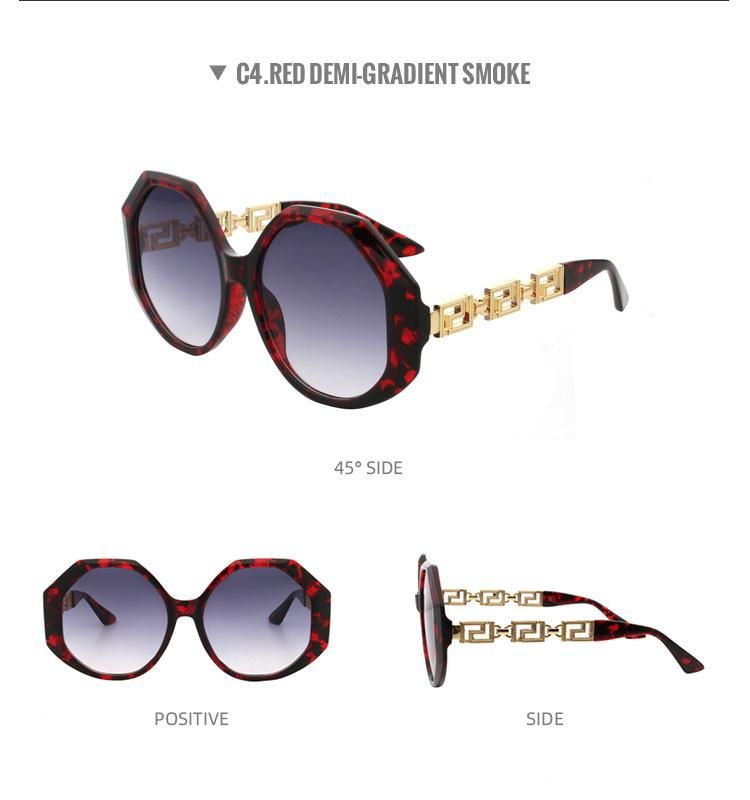 2022 Stylish Round Sun Glasses for Women Metal Frame Gradient Lens UV400 Sunglasses