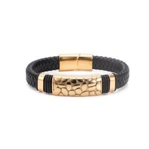 High Quality Stainless Steel Oval Hole Accessory Charm Leather Men Bracelets