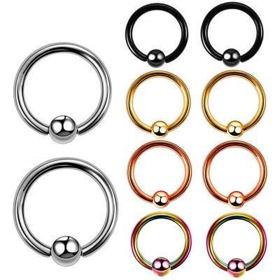 Surgical Steel Captive Bead Ring Hoop Earrings Belly Lip Eyebrow Nipple Helix Tragus Stud Body Piercing Jewelry (16G, 18G, 20G)