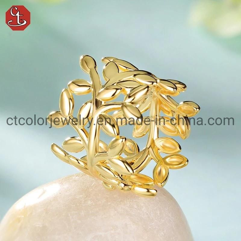 Silver and Brass Plain Leaf Ring Fashion Ring Jewelry Jewellery