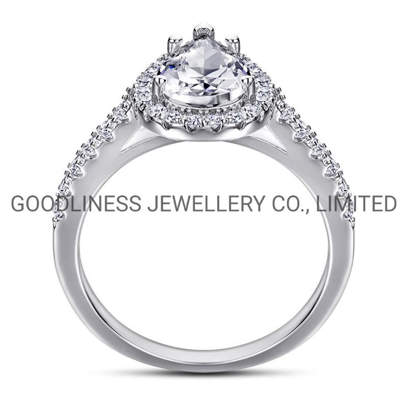 Women Engagement Rose Gold Diamond Promise Teardorp Ring for Her