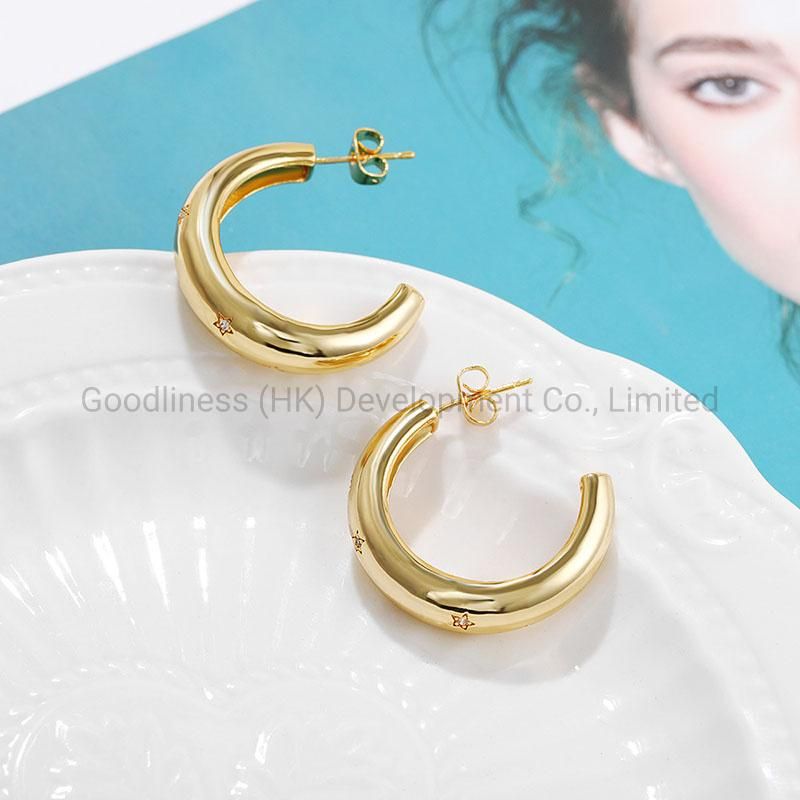 New Hot Selling Star Pattern C Type Earrings Jewelry