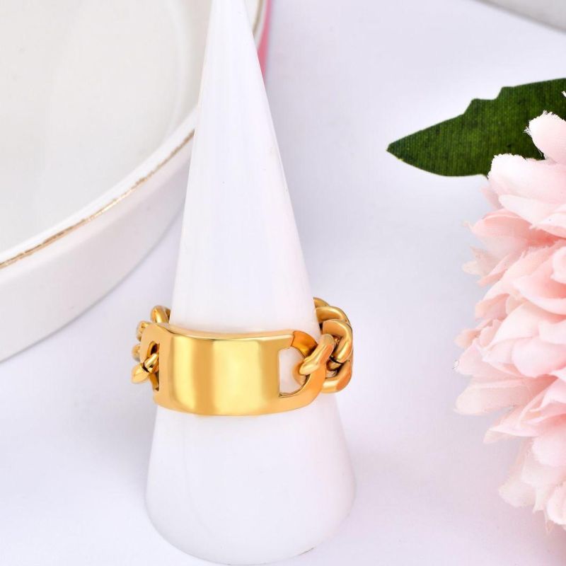 Gold Fashion Stainless Steel Womens Finger Ring Gold Plated Lady Rings with Custom Logo