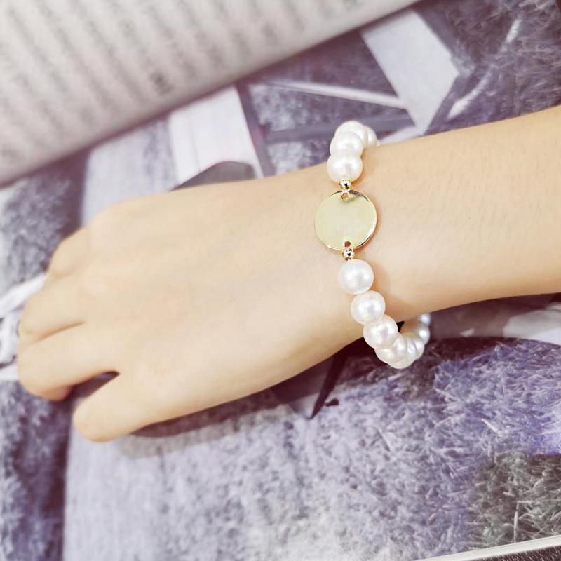 Fashion Jewelry 925 Silver 18K Gold Plated Natural Freshwater Pearl Bracelet