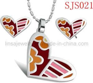 Fashion Soft Enamel Heart Shaped Stainless Steel Jewelry Set