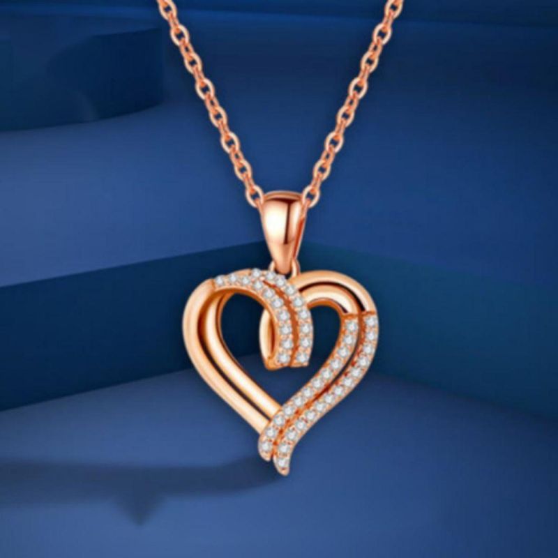Newest Designer Gold Silver Plated Crystal Diamond Heart Pendant Necklace Jewelry