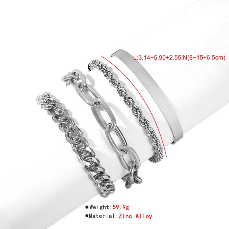 2021 Trending Products Best Selling Fashion Gold Alloy Thick Chain Multi-Layer Bracelet Bangle Jewelry Women, Adjustable Girl Bracelets