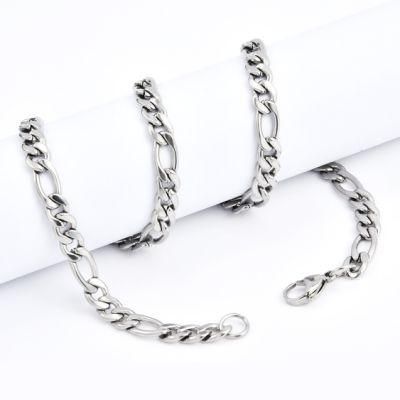 Free Sample Fashion Jewellery 18K Gold Plated Stainless Steel Figaro Chain Necklaces