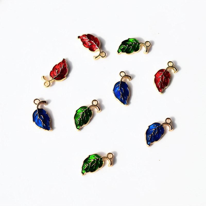 Green Leaf Alloy Enamel Charms Pendants for Making DIY Bracelets Necklaces Keychain