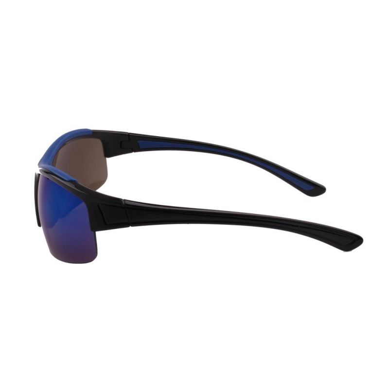 Blue Lens Black Half-Frame Sport Sunglasses