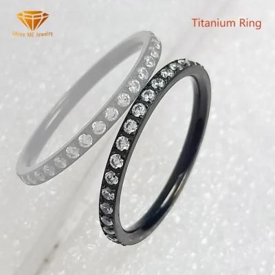 Fashion Jewelry Fashion CNC Diamond Jewelry Plating Black Wedding Ring Titanium Ring Tr4301b