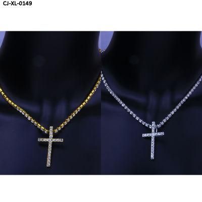 New Jesus Cross Necklace with Diamond Christian Religious Belief Rhinestone Pendant Choker