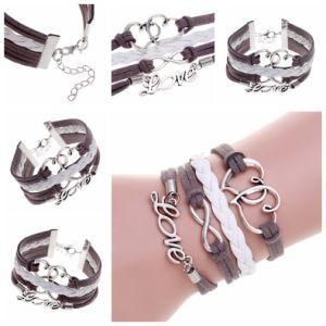 New Fashion Jewelry Infinite Double Leather Multilayer Charm Bracelet