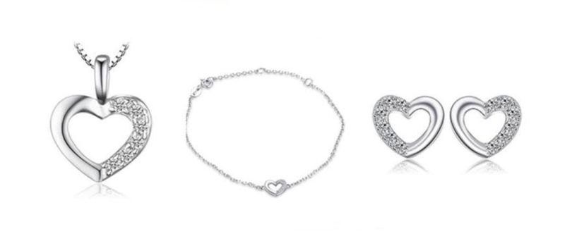 925 Sterling Silver Love Hearts Pave Cubic Zirconia Bracelet Fashion Jewelry Wholesale