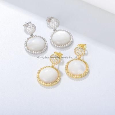 925 Sterling Silver Women Accessories Mother of Pearl Drop Earrings