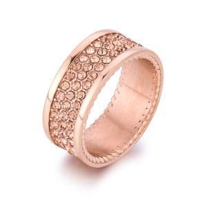 Couple Rose Gold Plated Stainless Steel Pave Diamond Band Ring