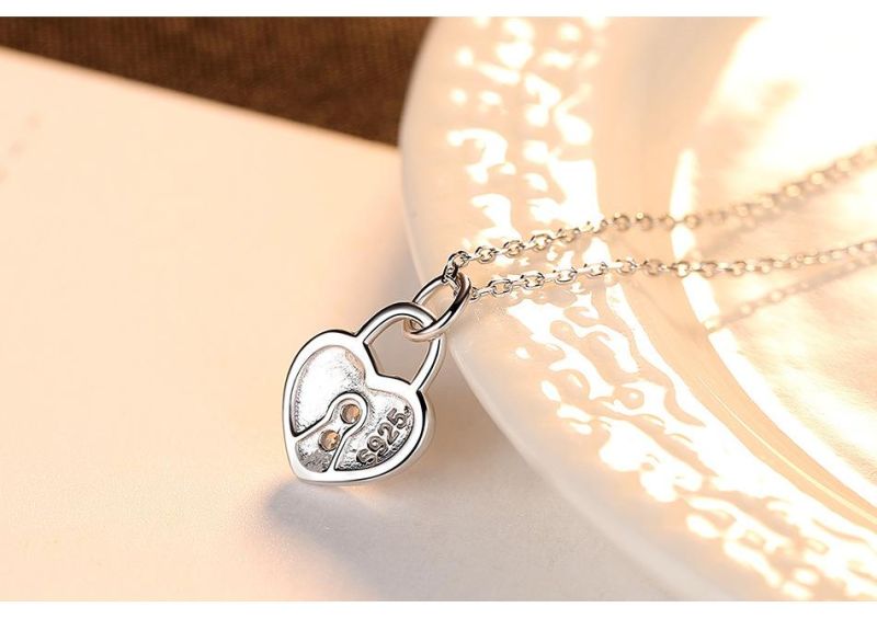 Jewelry Fashion Custom Heart Lock Pendant Chain Necklace