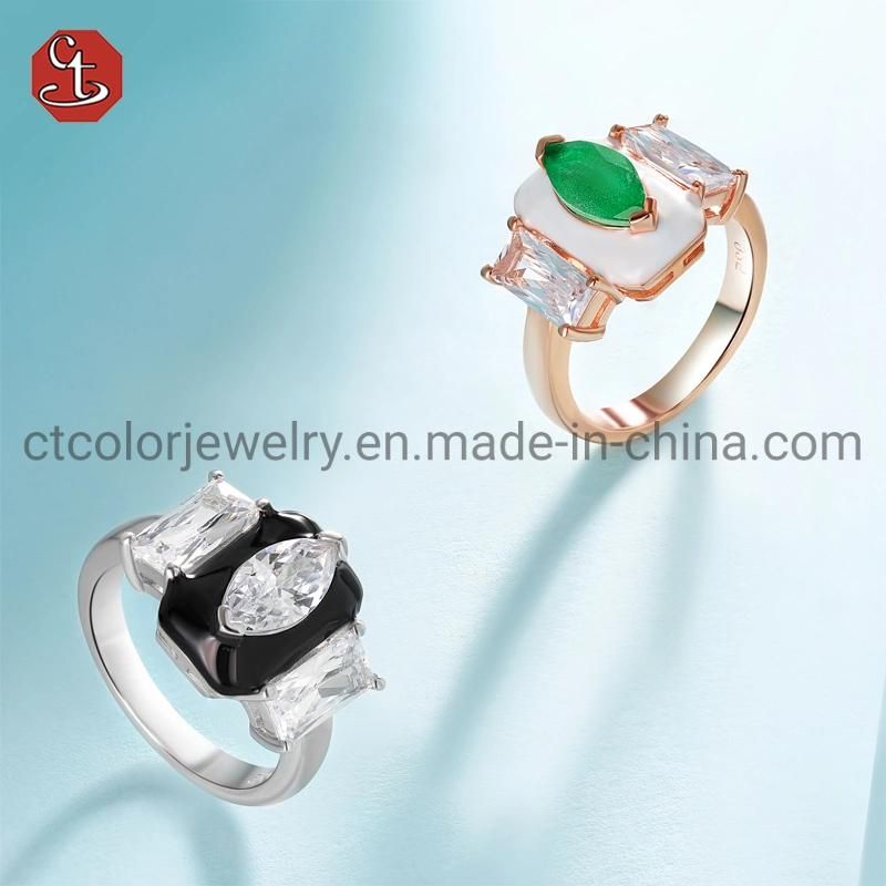 High Quality Wholesale Jewelry Fashion Jewellery 925 Sterling Silver Elegant Enamel Ring