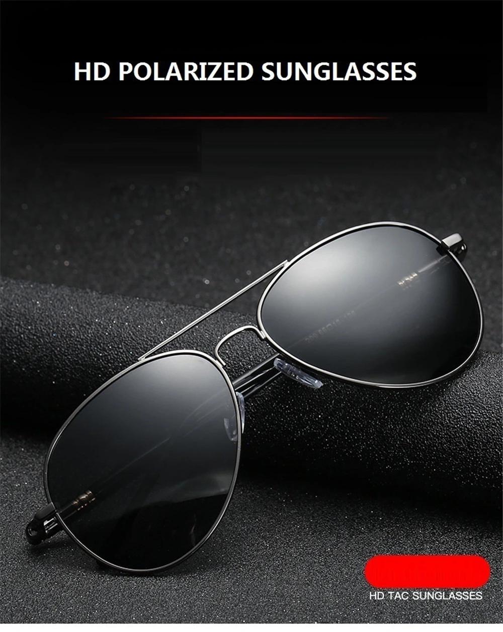 Luxury Men′ S Polarized Sunglasses Driving Sun Glasses for Men Women Brand Designer Male Vintage Black Pilot Sunglasses UV400