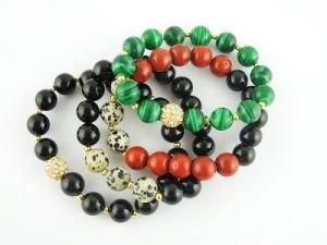 DIY Bracelet, Natural Stone Bead Bracelet Set, Black Agate Bracelet, Malachite Bracelet