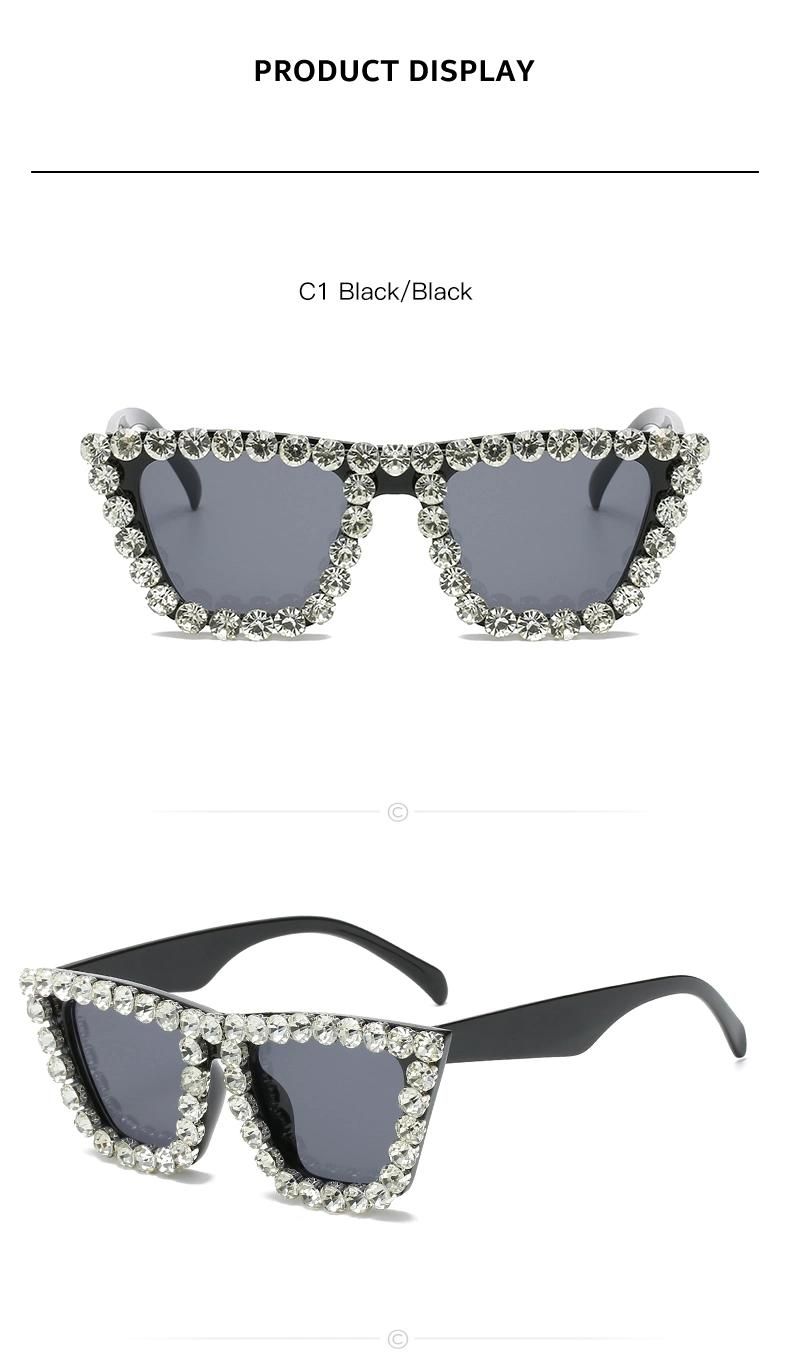Oversize Unique Female Luxury Rhinestones UV400 Sunglasses