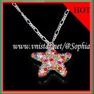 Silver Plated Star Beads Necklace