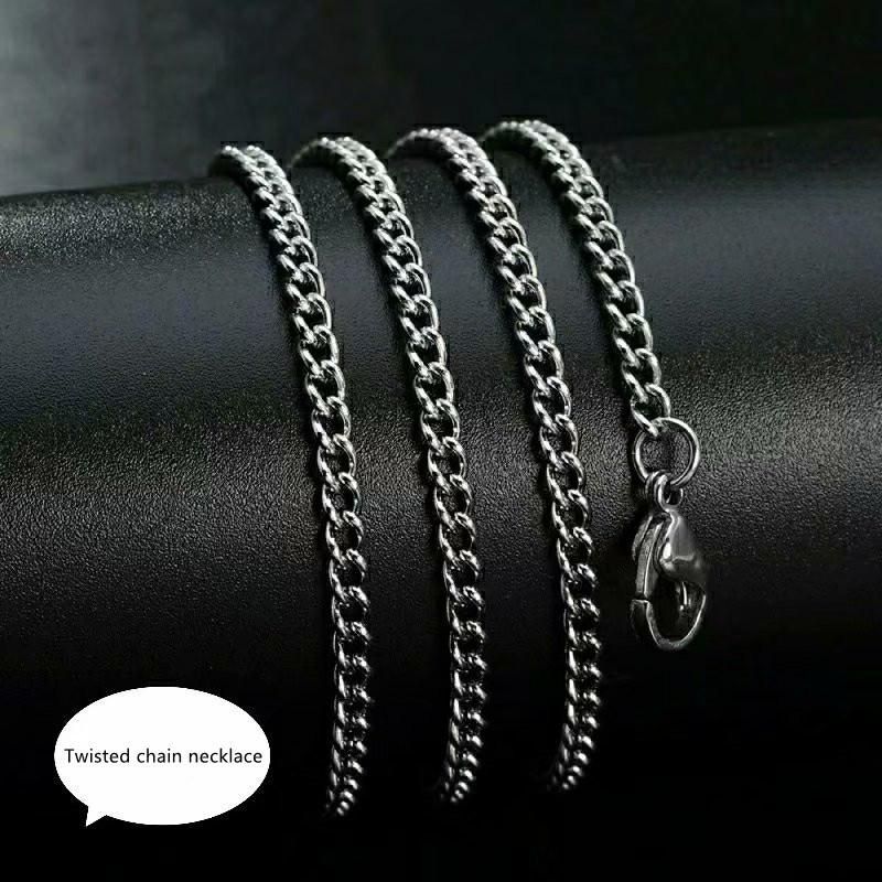 Stainless Steel Twisted Cross Curb Chain Necklace for Women Men Jewelry