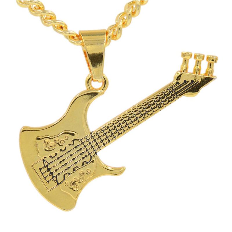 Fashion Gold Plated Electric Guitar Pendant Necklace for Music