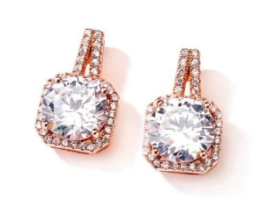 Rose Gold CZ Earring Stud. Bridal Wedding Earring for Brides