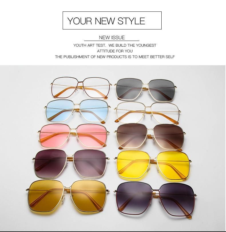 2023 High Quality Fashion Big Frame Metal Women Sunglasses