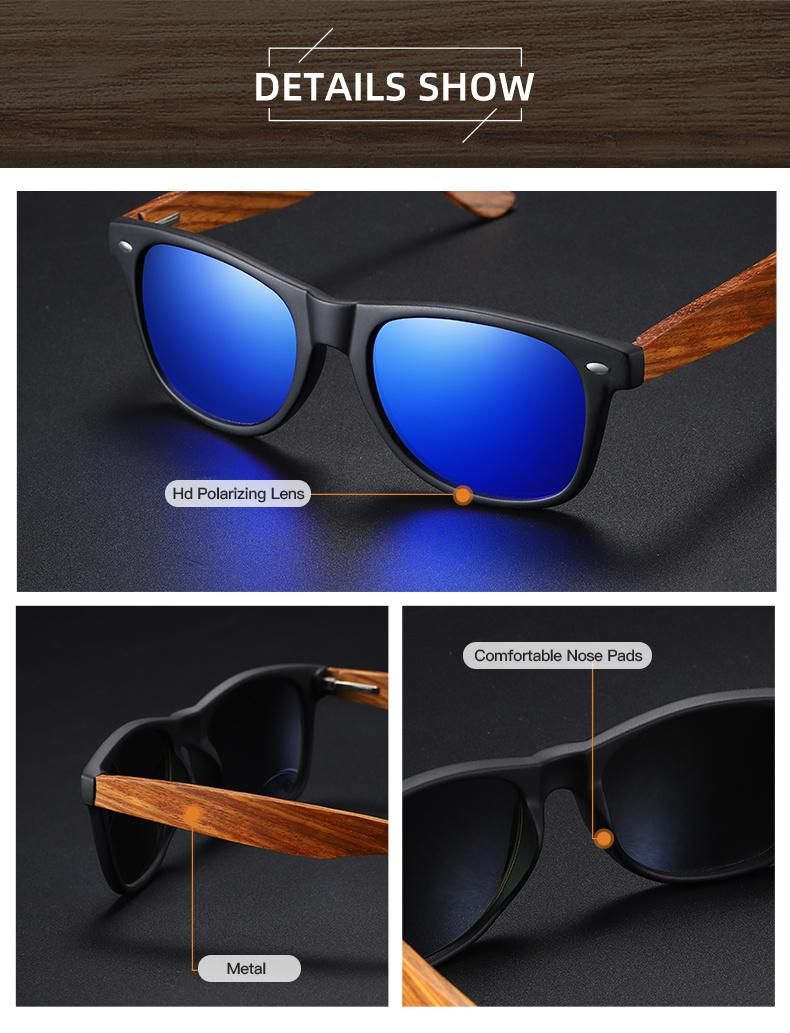 Fashion Wooden Frame Sunglasses Unisex Custom Polarized Wooden High Quality Sun Glasses Sunglasses