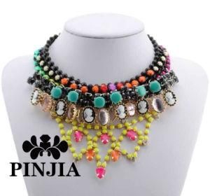Golden Chain Hang Colorful All-Match Sweater Chain Bib Statement Necklace