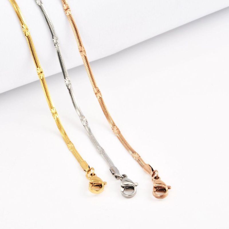 Fashion Jewelry Stainless Steel Twisted Push Embossed Chain for Women Jewellery Necklace Design