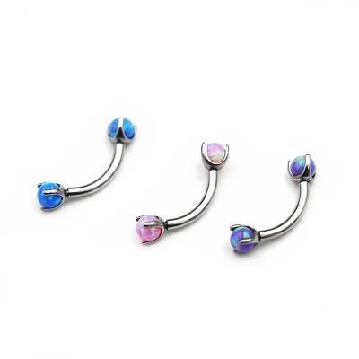 ASTM F136 Titanium Opal Eyebrow Banana Ring Body Piercing (Custom Sizes &amp; Colors Available)