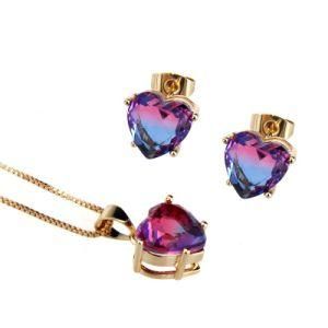 Hot-Sell Watermelon Crystal Gold-Plated Earring Pendant Necklace Set