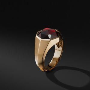 David Yurman Men&prime;s Statement Red Crystal Stone Signet Ring