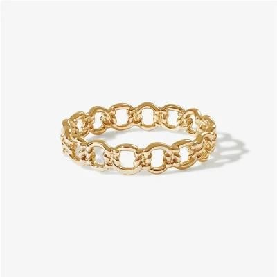 18K Gold Plated Best Quality Round Cut out Chain Rings for Women