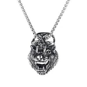 Stainless Steel Tiger Head Pendant Necklace