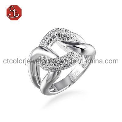 Trendy 925 Sterling Silver Jewelry Chain Rings for Women