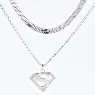 Newest Design Long Multilayer Necklace for Hip Hop Girl Boy Fashion Jewelry with Pendant Shaped Diamond