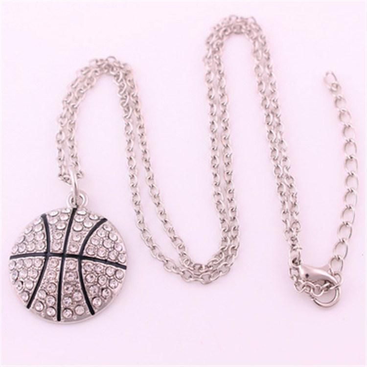 Basketball Men Charm Crystal Pendant Necklace