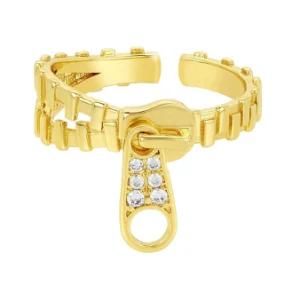 925 Sterling Silver 18K Gold Plated Dainty Diamond Zipper Rings Minimalist Jewelry Gift Cubic Zirconia Small Mini Rings