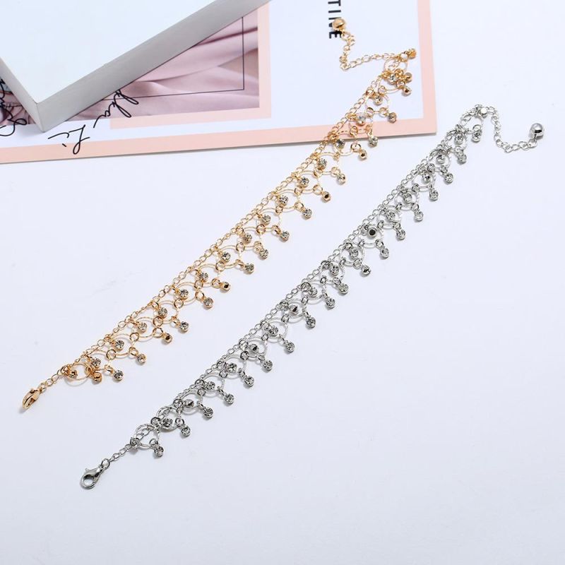 New Jewelry Fashion Beach Dance Yoga Anklet Simple Rhinestone Tassel Foot Ornaments for Women