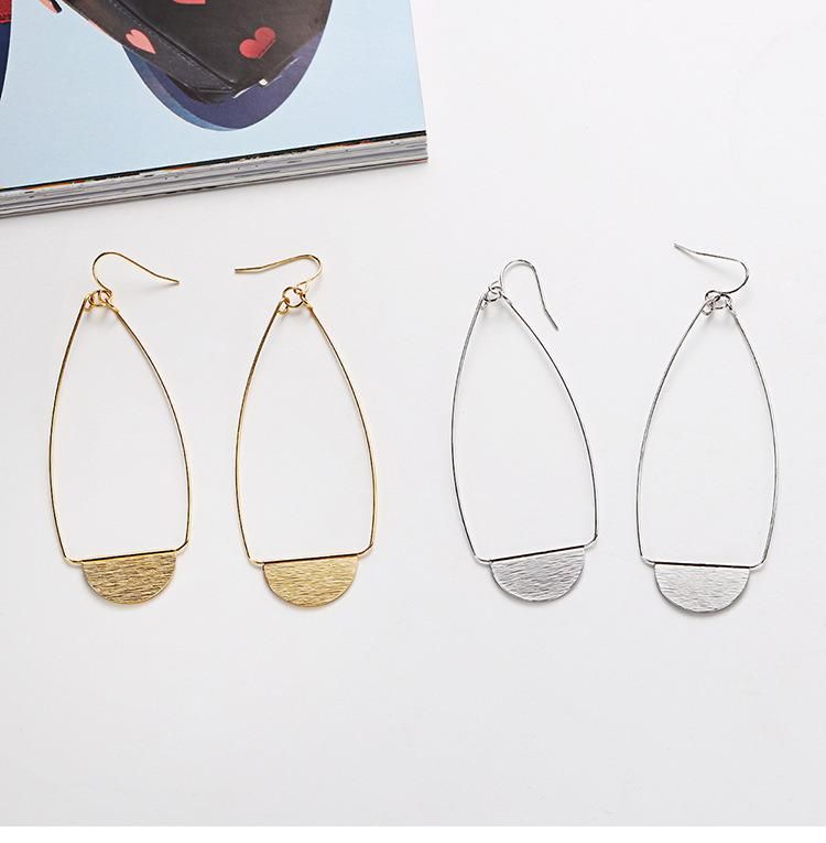 Bohemian Jewelry for Women Gold Brushed Hollow Teardrop with Zinc Alloy Hoop Hook Earrings