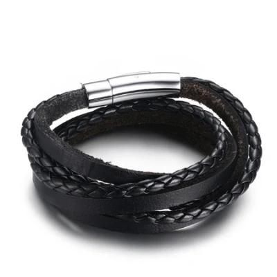 Wholesale Distributor Custom Men&prime;s Bracelet PU Leather Gift Bracelet Korean Version