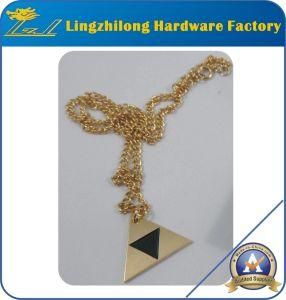 Long Chain Metal Made Gold Enamel Pendant